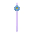 Lindo bolígrafo de gel morado retráctil con flor azul en 3D para estudiantes y escritura. - Flor Azul (005-57F14)