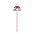 Pink retractable gel pen with cute 3d cloud rainbow decoration, kawaii student stationery tool. - Rainbow Cloud Style / Pink