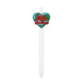 White retractable ballpoint pen with earth heart soft rubber pendant student stationery office - Love Your Mother Style / White