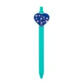 Schattige hartje siliconen patch gelpen, turquoise studenten balpen voor schrijven. - Bloem Hart Patch (269-43)
