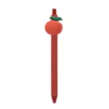 Lindo bolígrafo de gel retráctil rojo con decoración de fruta de naranja de silicona para estudiantes. - Colgante de Naranja (006-19F03)