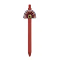 Cute red retractable gel pen with colorful rainbow silicone topper for student stationery. - Rainbow Heart Style / Red