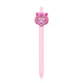 Pink retractable ballpoint pen with cute 3D star-eyed tiger charm, perfect for school and office use. - Star Eye Tiger Style / Pink