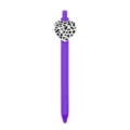 Purple retractable ballpoint pen with cute heart leopard print topper for students office use. - Leopard Heart Style / Deep purple