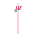 Cute pink retractable ballpoint pen with 111 and floral charm, smooth black ink writing. - Number 111 Style / Pink