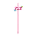 Pink retractable gel pen with cute number 222 charm, smooth writing school stationery supply - Number 222 Style / Pink