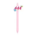 Pink retractable gel ink pen with cute 444 number silicone charm, student cute stationery. - Number 444 Style / Pink