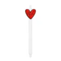 White retractable ballpoint pen with a cute red heart topper for students and office use. - Red Heart Style / White