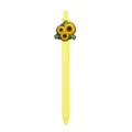 Bolígrafo de gel amarillo con una bonita decoración de girasol de silicona 3D para estudiar. - Colgante de Girasol (006-50F16)