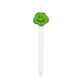 White retractable ballpoint pen with green silicone smiling cloud charm for student stationery - Green Cloud Smiley Style / White