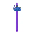 Purple retractable ballpoint pen with cute sleeping cloud silicone charm for student stationery. - Sleeping Cloud Style / Deep purple