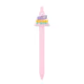 Pink retractable ballpoint pen with cute triangular English quote decor for students and office use. - HAVE FUN Style / Pink