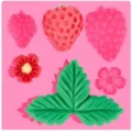 Strawberry silicone mold for DIY crafts, chocolate, resin, and phone case decoration. - Multi-Shape Strawberry Floral (50-3767-A) / Pink