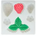 Silicone strawberry mold DIY craft resin chocolate fondant tool baking craft accessory - Strawberry Leaves And Fruit (50-3767-D) / Pink