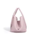 Minimalist pink bucket shoulder bag, large capacity leather handbag for daily commuting. - 27x12x27cm / Milkshake Pink