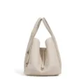 Minimalist Leather Bucket Handbag Light Grey Casual Daily Commuter Shoulder Tote - 27x12x27cm / Milk White