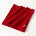 Solid color knitted neck warmer detail view, winter cycling windproof neck gaiter scarf. - Red