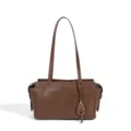 Bolso de hombro marron vintage estilo almohada, bolso de mano coreano clasico elegante. - Marrón
