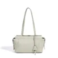Minimalistische hellgraue Schultertasche Retro Mode Alltag Shopper Tasche fuer Damen - Achatgrau