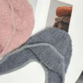 Bonnet aviateur en tricot peluche d'hiver style coréen protection oreilles chaud femmes - 56-59cm (Élastique) / Gris