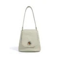 Bolso de hombro de piel de vaca genuina, bolso de axila elegante con diseño de nicho diario. - Blanco Cal