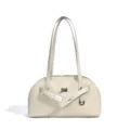 Bolso de hombro de cuero blanco roto variante, elegante bolso casual con detalles de metal. - Blanco Crema