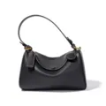 Elegante bolso de hombro de cuero negro para mujer, clásico bolso de piel con asa superior. - Hebilla Magnética Oculta / Negro