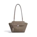 Bolso de hombro minimalista de piel de vacuno, elegante bolso gris para uso diario. - Gris elefante
