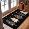 Christmas tree doormat detail showing colorful holiday patterns on black background rug surface. - Style 2 / 30*40cm