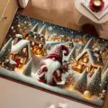 Christmas holiday doormat snow village gnome pattern non slip washable indoor floor rug - Style 5 / 30*40cm second generation diatom mud