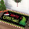 Christmas holiday doormat detail view, festive Merry Christmas pattern design for indoor entry floor rug. - Style 9 / 30*40cm second generation diatom mud