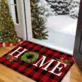 Christmas red black plaid festive doormat home holiday floor mat anti slip absorbent rug indoor - Style 10 / 30*40cm second generation diatom mud