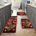 Christmas kitchen rug set non-slip floor mats holiday candy cane home decor 3 pieces - Style 14 / 30*40cm second generation diatom mud