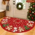 Detailed shot of Christmas semi-circular floor mat with festive gingerbread men and snowman patterns. - Style 15 / 30*40cm second generation diatom mud