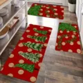 Christmas kitchen floor mat set, red polka dot non-slip holiday runner rugs for home use. - Style 16 / 30*40cm second generation diatom mud