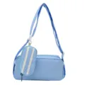 Lichtblauwe casual cylindrische schoudertas met klein muntzakje voor vrouwen - Cilindrische 2-in-1 Tas / Blauw