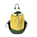 Sac à dos cordon style colorblock décontracté en plein air avec poches filet pour usage quotidien - Jaune