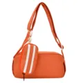 Japanse minimalistische oranje crossbody schoudertas met klein tasje casual stoffen tas - Cilindrische 2-in-1 Tas / Oranje
