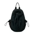 Sac à dos de sport de loisir noir, sac à dos coulissant multifonctionnel avec poches en maille. - Noir