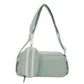 Casual groene schoudertas met klein tasje, minimalistische stoffen handtas voor dames. - Cilindrische 2-in-1 Tas / Groen