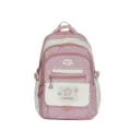 Pink polka dot school backpack for girls, cute casual student bookbag with multiple pockets. - Single Bag + Pendant / Pink