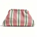 Knitted striped clutch bag, pink and green knit cosmetic pouch, stylish daily storage handbag - Pink White and Green