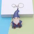 Cute leather gnome keychain pendant, cartoon bag accessory and key ring holder for decoration. - Christmas Style / Silver Buckle Santa Claus
