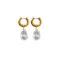 Orecchini a cerchio dorati in stile vintage con perle barocche irregolari, eleganti. - Stile Oro B010X