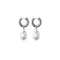 Orecchini pendenti con perle barocche francesi, eleganti cerchi in metallo da donna. - Stile Platino B010X