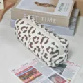 Leopard print cosmetic bag large capacity portable toiletry storage pouch for women travel - Black Leopard
