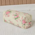 Quilted floral pencil case makeup pouch, cute pink flower canvas storage bag for daily use. - Pink Large Flower