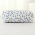 Quilted floral pencil case cosmetic bag blue small flower minimalist storage pouch - Blue Malachite