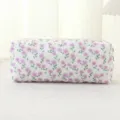 Floral quilted pencil case cute makeup storage bag minimalist aesthetic cosmetic pouch bag - Purple Peacock