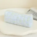 Ins style blue floral quilted pencil case large capacity fabric cosmetic storage bag. - Green Leaf Blue Flower
